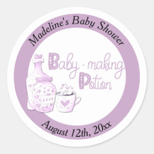 Baby-Machendes-Elixier Flieder Baby-Party-Geschenk Runder Aufkleber