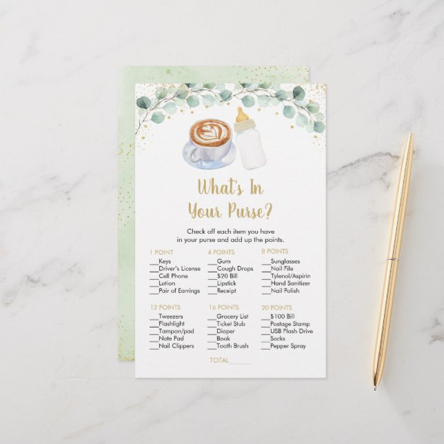 Baby macht Kaffee, was in deinem Handspiel ist (Vorderseite/Rückseite Beispiel)