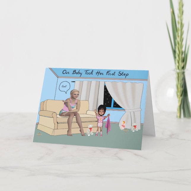 Baby machte den ersten Schritt Karte (Vorderseite)