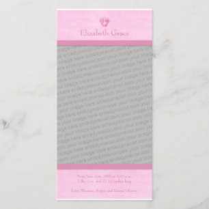 Baby-Mädchen-Abdruck-Foto-Geburts-Mitteilung Ankündigung