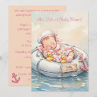 Baby Mädchen an Bord Digitale Download Einladung