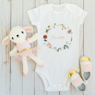 Baby Mädchen Aquarell Blumen Namensschriftzug Strampler