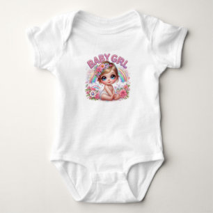 Baby Mädchen Baby Regenbogen und Blumen Strampler