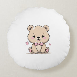 Baby-Mädchen-Bär-Rundkissen Rundes Kissen