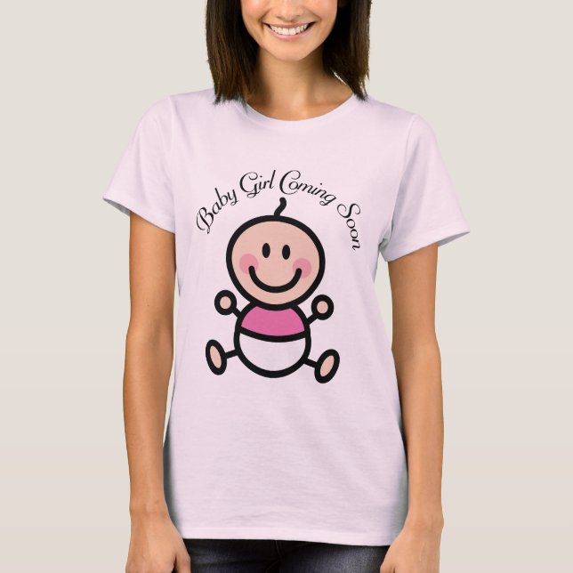 Baby-Mädchen, das bald Strichmännchen MaternityTee T-Shirt (Vorderseite)