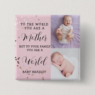 Baby Mädchen Erstes Jahr Foto-Collage Andenken ros Button