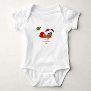 Baby Mädchen erstes Weihnachten roter Santa Hut Ba Strampler