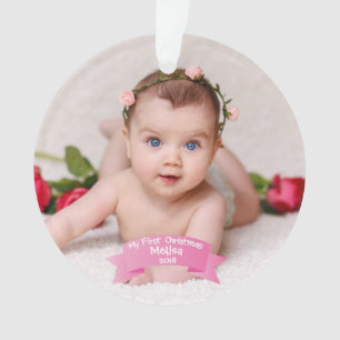 Baby-Mädchen-erstes WeihnachtsFoto-Acryl Ornament