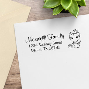 Baby Mädchen Familienadresse 2 Gummistempel