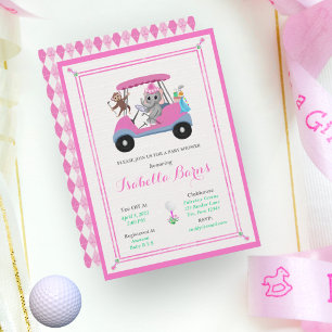 Baby-Mädchen-Golf-Elefant & Affe-Dusche Einladung