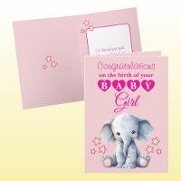 Baby Mädchen Gratulation Elefant rosa
