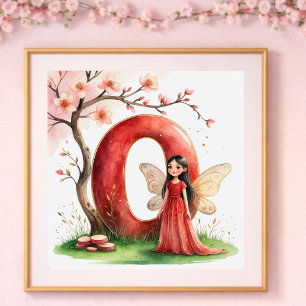 Baby Mädchen Kinderzimmer Buchstabe O Feen Blumenm Poster