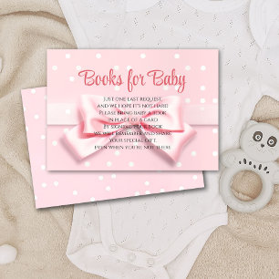 Baby Mädchen mit rosa Schleife und Punkten Bücher Dankeskarte
