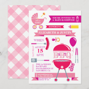Baby Mädchen - Moderne BBQ-Shower-Einladung Einladung