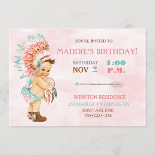 Baby Mädchen Native Tribal Kopfschmuck Blush Pink  Einladung