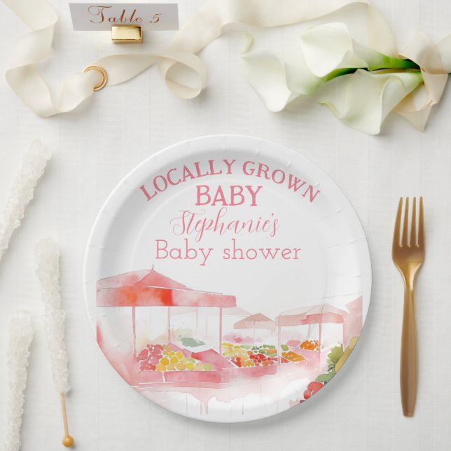 Baby-Mädchen-Party mit lokalem Markt für frische P Pappteller (Hochzeit)