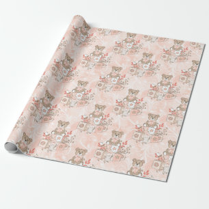 Baby-Mädchen-Party-Teddybären-Geschenkpapier Geschenkpapier