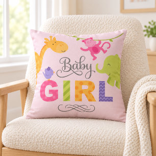 Baby Mädchen Rosa Dschungeltiere Kinderzimmer Kissen