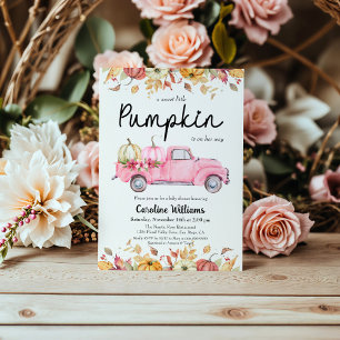 Baby Mädchen Rosa Kleiner Kürbis Herbst Babyparty Einladung