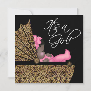 Baby Mädchen Rosa Leopard Baby Shower Einladung