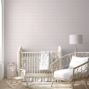 Baby Mädchen Rosa Lila Gingham Kinderzimmer Tapete