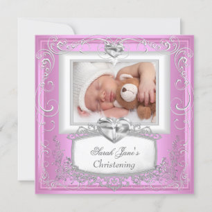 Baby Mädchen Rosa Taufe Taufkreuz Weiß Ankündigung
