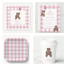 Baby Mädchen Rosa und Weiß Teddybär Baby Shower