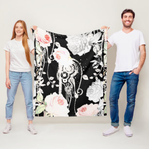 Baby Mädchen Rosa Weiß Schwarz viktorianisches Ros Fleecedecke