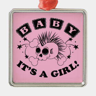 Baby-Mädchen-Schädel Ornament Aus Metall