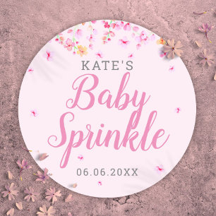 Baby Mädchen Sprinkle Pink Wasserfarbe Blüten Flor Runder Aufkleber