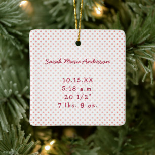 Baby Mädchen Tiny Tee Foto-Ornament mit Geburtssta Keramikornament