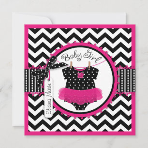 Baby Mädchen Tutu Chevron Druck Baby Dusche Einladung