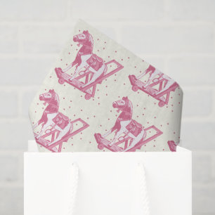 Baby Mädchen Vintage Rosa Hobby Horse Muster Seidenpapier