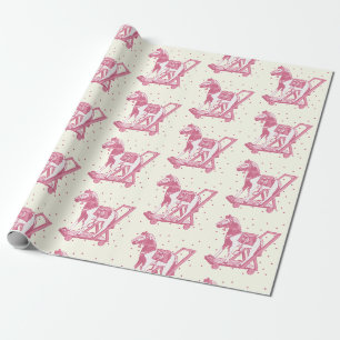 Baby Mädchen Vintage Rosa Steckenpferd Muster Geschenkpapier
