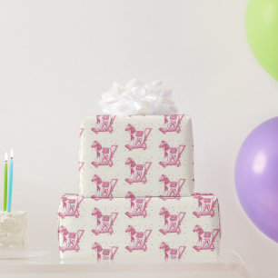 Baby Mädchen Vintage Rosa Steckenpferd Muster Geschenkpapier