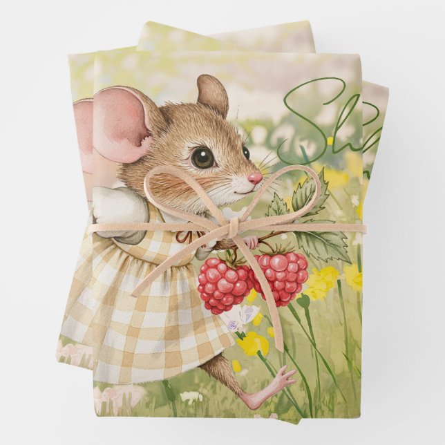 Baby Mädchen Waldtier Dusche Geschenkpapier Set (Beispiel)