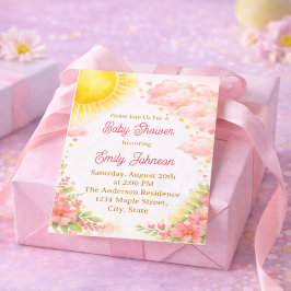 Baby Mädchen Watercolor Sonnenschein Dusche Einladung