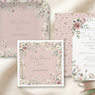 Baby Mädchen wird zur Biene Rose Florale Pastellro Serviette