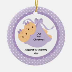 Baby Mädchen Zwillinge Baby Erstes Weihnachtsbaum Keramik Ornament