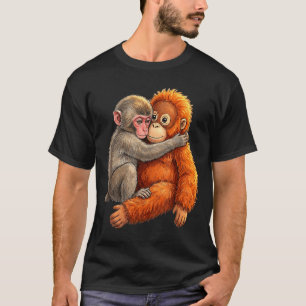 Baby Makak umarmt Plüsch süßen Affen Affen T-Shirt