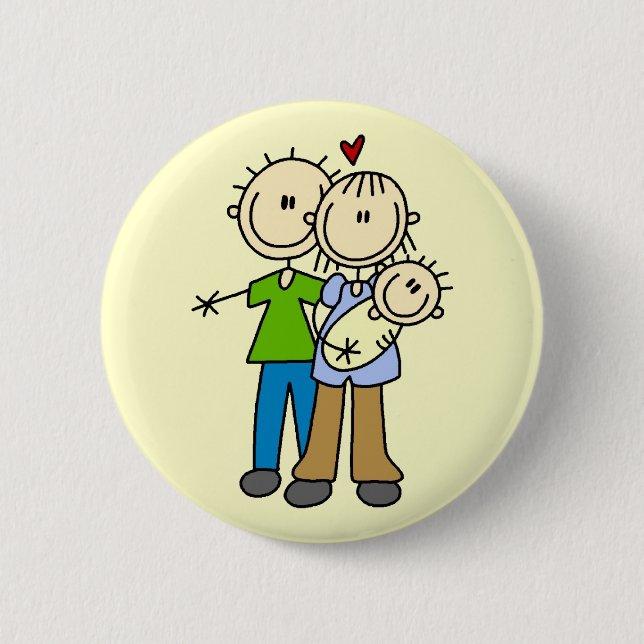 Baby Makes Three T-Shirts und Geschenke Button (Vorderseite)