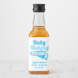 Baby Making Potion Blue Footprint Dusche Vielen Da Alkoholflaschenetikett
