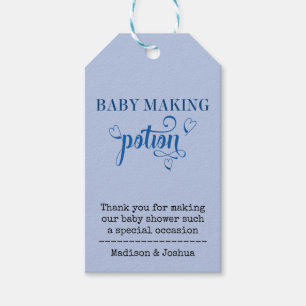 Baby Making Potion Blue Typografy Baby Dusche Geschenkanhänger