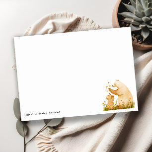 Baby Mama Bear Floral Neutal Watercolor Babydusche Mitteilungskarte