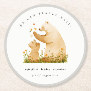 Baby Mama muss frühzeitig abwarten Babydusche Runder Pappuntersetzer