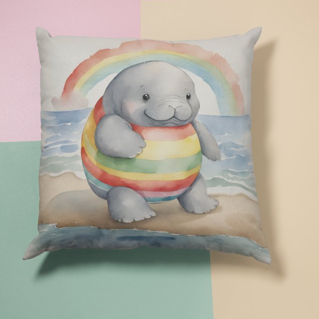 Baby Manatee Rainbow Kissen (Von Creator hochgeladen)