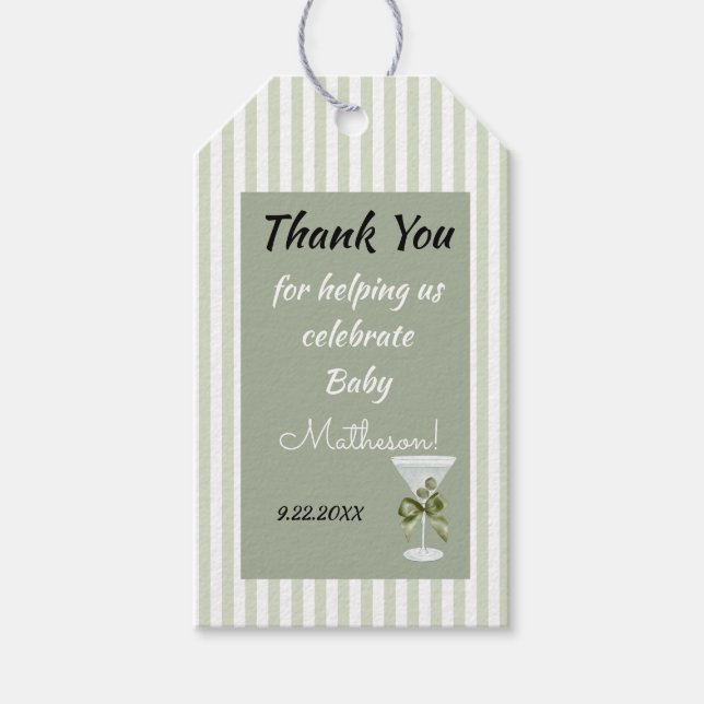 Baby Martini 'tini-one'  Geschenkanhänger (Vorderseite)