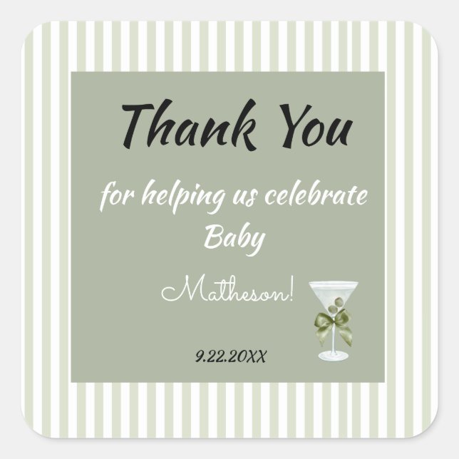 Baby Martini 'tini-one'  Quadratischer Aufkleber (Vorderseite)