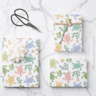 Baby-Meeres-Schildkröten Rosa Geschenkpapier Set