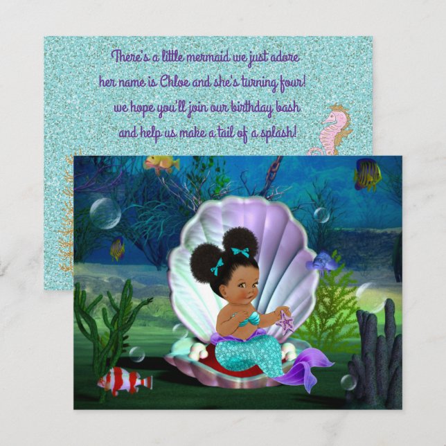 Baby-Meerjungfrau-Party Digitale Download-Einladun Einladung (Vorne/Hinten)